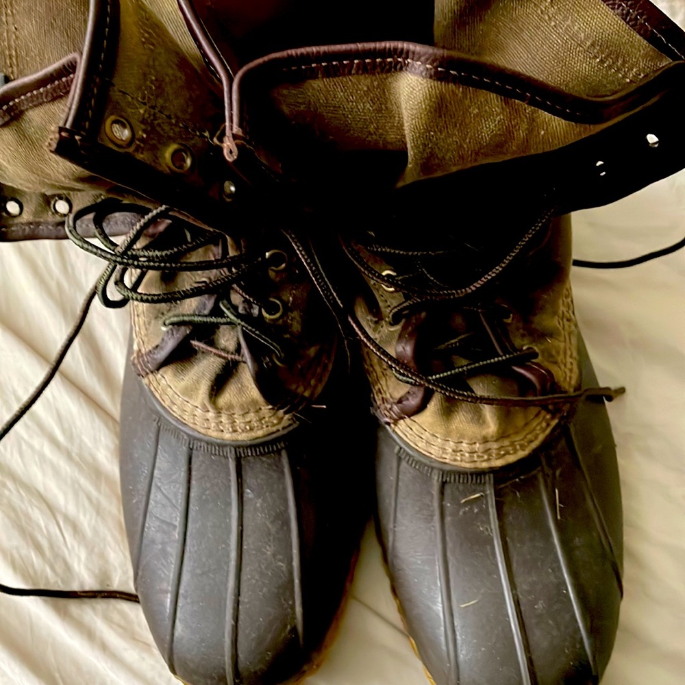 LL Bean Bean Boots “Maine Hunting Boot” waxed canvas sided.